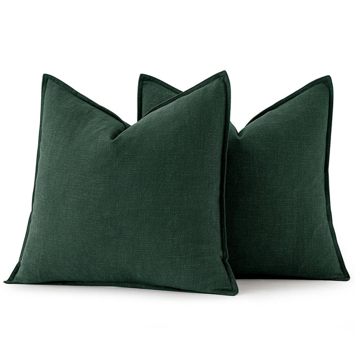 MIULEE Linen Pillow Covers 20x20 Inch Christmas Dark Green Decorative Throw Pillow Covers Pack of 2 Soft Accent Farmhouse Couch Pillowcases Modern Home Decors for Sofa Cushion Living Room Bed