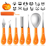 Greatever Halloween Pumpkin Carving Kit,Professional and Heavy Duty Stainless Steel Tools,Pumpkin Carving Set with12 Pumpkin Stencils Carrying Case(7pcs)