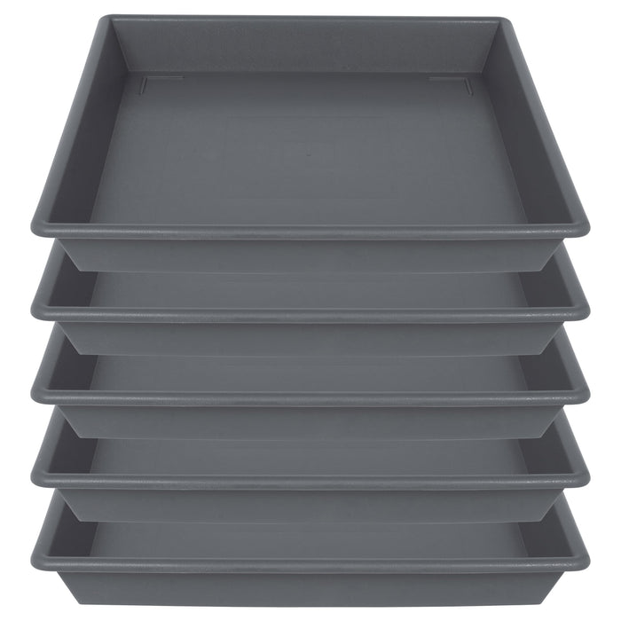 NIMYAU Square Plant Saucer 12 Inch 5 Pack, Plant Stand Plant Trays for Pots Heavy Duty Gray Plastic Plant Saucers for Indoors Outdoors, Flower Pot No Holes Plant Lover Gardening Gifts