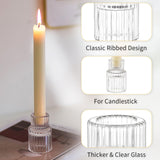 Romadedi Glass Candle Holder for Candlestick - 2Pcs Clear Small Tapered Candle Holders Wedding Decor Table Centerpiece for Candle Sticks Christmas Party Table Living Room Dinner Advent