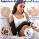 beister Lymphedema Medical Compression Arm Sleeve with Gauntlet for Men & Women (Single), 20-30 mmHg Full Arm Support with Dot Silicone Band, Graduated Compression Arm Brace for Swelling, Arthritis