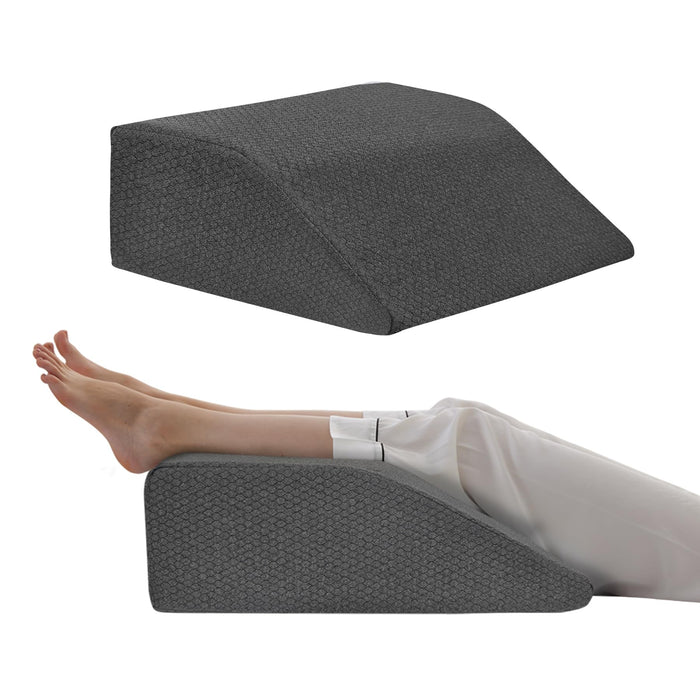 Bedluxe Leg Elevation Pillows, Leg Pillows for Sleeping, Cooling Gel Memory Foam Top, Wedge Pillow for Legs, Leg Wedges for Circulation, Swelling, After Surgery - Removable Cover (8 Inch, Black)