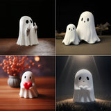 ZUZIF Halloween Ghost Figurine - Spooky Resin Ghost Statue, Cute Finger Ghost Ornaments, Perfect for Indoor & Porch Halloween Decor (A)