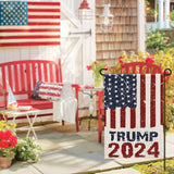 2024 Donald Trump Garden Flags for Outside 12x18 Double Sided Burlap, Retro style American President Election Yard Lawn Outdoor Decoration Banner Small Sign Trump 2024 Flag DF551