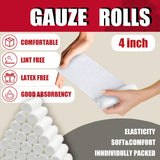 KIWAEZS Gauze Rolls Pack of 96 – 4 ” x 4.1 yd Premium Quality Lint and Latex-Free Conforming Stretch Bandages Designed for Wound Care for Wound Dressing Support (Ideal for use as a Mummy wrap)