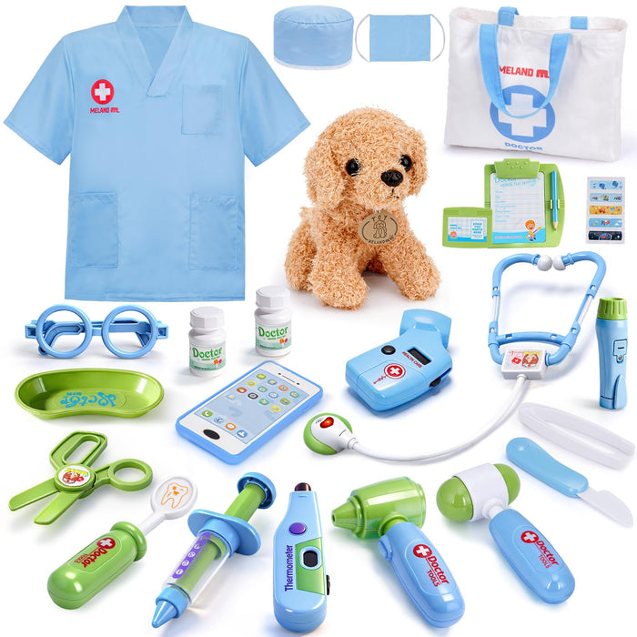 Meland Doctor Kit for Child with Puppy, Pretend Play Toy Gift for Ages 3-6