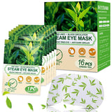 16 Packs Steam Eye Masks for Dry Eyes, Green Tea Warm Eye Mask, Relief Eye Fatigue Hot Sleep Eye Mask for Puffy Eyes Mask, Disposable Moist Heating Compress Pads for Sleeping, Self Heated Eye Mask