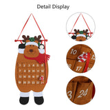 MEZOOM Christmas Advent Hanging Calendar Xmas Felt Countdown Calendar with 24 Pockets Reusable Fabric Reindeer for Kids Gifts Wall Door Hanging Decoration Home Office Classroom Holiday Decor