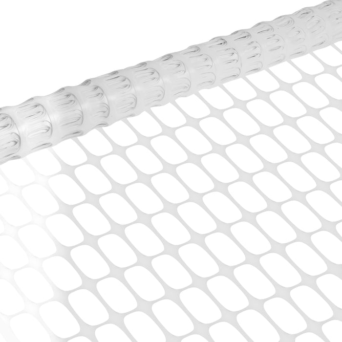 BOEN 4' x 50' White Temporary Fencing, Mesh Snow Fence, Plastic, Safety Garden Netting, above Ground Barrier, for Deer, Kids, Swimming Pool, Silt, Lawn, Rabbits, Poultry, Dogs