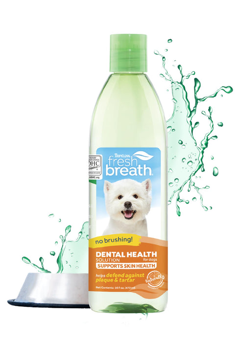 TropiClean Fresh Breath Supports Skin Health | Dog Oral Care Water Additive | Dog Breath Freshener Additive for Dental Health | VOHC Certified | Made in the USA | 16 oz