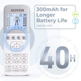 AUVON 4 Outputs 24 Modes Rechargeable TENS Unit EMS Muscle Stimulator, Handheld Electrotherapy Device for Pain Relief, TENS Machine with Long Lasting Battery Life, 8 Electrode Pads