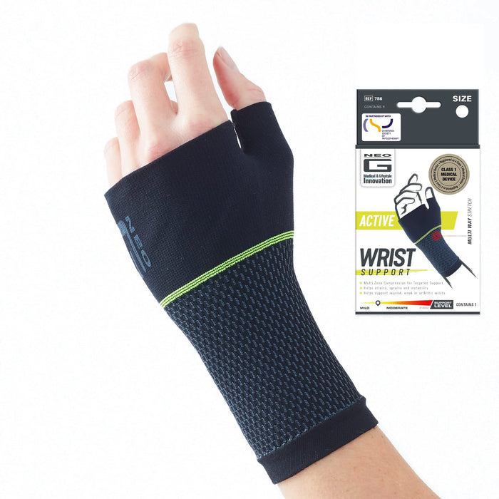 Neo-G Active Wrist Support – For Sports, Golf, Basketball, Football, Yoga, Tennis. For Sprains, Strains, Tendonitis, Injury Recovery - Multi Zone Wrist Compression Sleeve – L