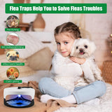 2 Pack Flea Trap Indoor Flea Traps for Inside Your Home with 4 Sticky Disc & 6 Bulbs & 2 Adjustable Electric Wires Pet and Kid Safe,Sticky Bed Bug Trap Non-Poisonous Pest Control