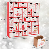 Juegoal Red Advent Calendar, 11.8 Inch Christmas Wooden Advent Calendar with 25 Large Drawers, Christmas Countdown Calendar 2024, Premium Wood Hand Painted Refillable Advent Cute Holiday Decoration