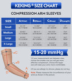 KEKING® Lymphedema Compression Arm Sleeves for Men Women (Pair), No Silicone Dot, 15-20 mmHg Compression Full Arm Support for Lipedema, Edema, Post Surgery Recovery, Swelling, Pain Relief, Beige M