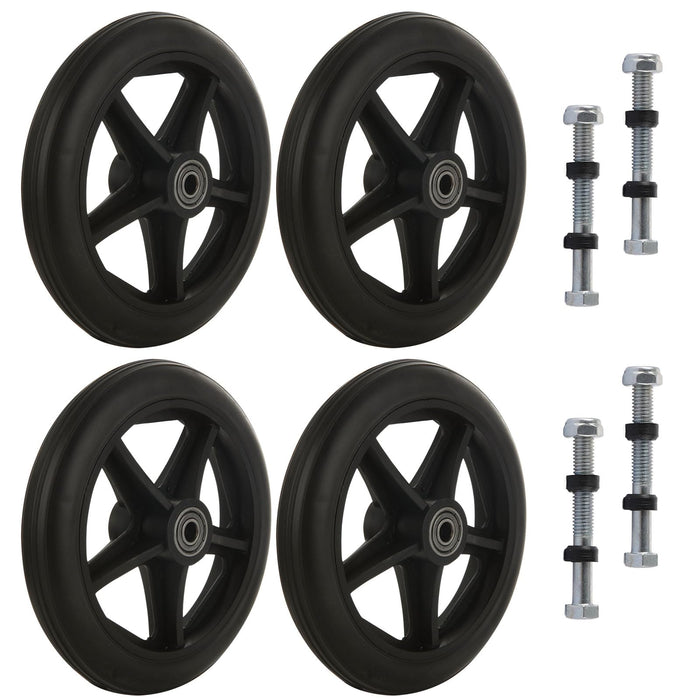 LDXDRU 4Pcs 6 Inch Replacement Walker Wheels, Wheelchair Front Wheels with 4 Axles, Rubber Rollator Wheel Replacement Universal Wheelchair Replacement Wheel Accessories, Black