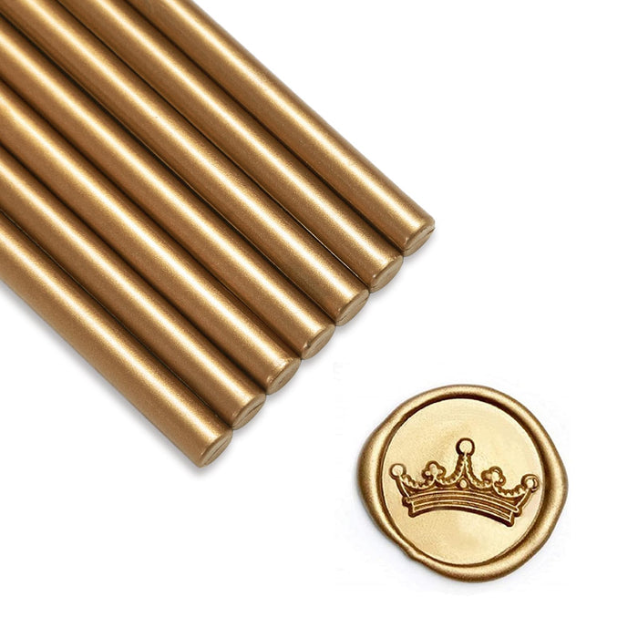 UNIQOOO Mini Glue Gun Sealing Wax Sticks for Wax Seal Stamp - Metallic Antique Gold, Great for Wedding Invitations, Christmas Cards, Snail Mails, Wine Packages, Christmas Gift Ideas, Pack of 16