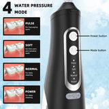 Water Flosser for Teeth Cleaning 4 Modes Rechargeable Oral Irrigator 4 Tips Powerful Battery Life Water Dental Picks IPX7 Waterproof 310ML Water Tank (Black)