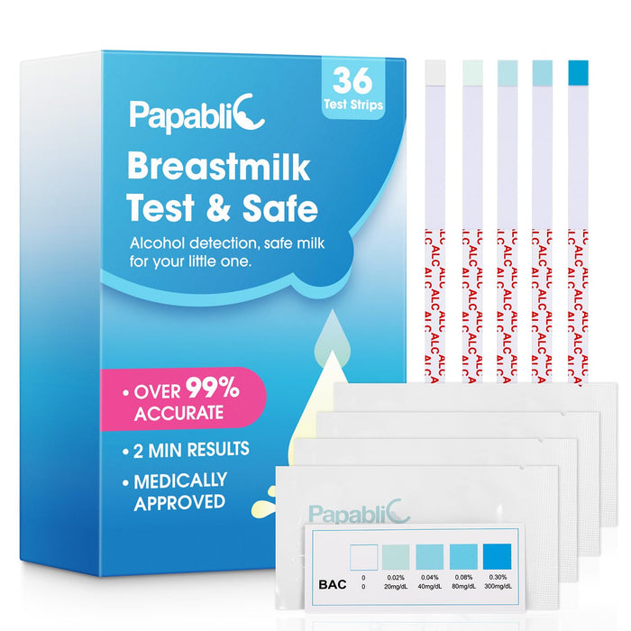 36-Count of Papablic Breastmilk Alcohol Test Strips, 2-min Quick & Accurate Detection for Alcohol in Breastmilk, Test Strips for Breastfeeding Moms at Home