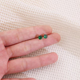 Tiny Emerald Earrings Green Earrings with 18K Gold Plated Sterling Silver Stud, Hypoallergenic Handmade Stud Earrings for Women Gift for Christmas New Year-5mm