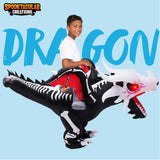 Spooktacular Creations Inflatable Costume for Kids, LED Light Eyes Dragon Skeleton Air Blow Up Costumes, Ride On Deluxe Costumes for Halloween Costume Parties(Up to 4ft7'')