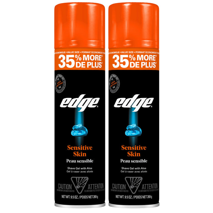 Edge Shaving Gel for Men, 9.5oz, 2 Pack Mens Shave Gel with Aloe, Mens Shaving Cream, Sensitive Skin Shave Gel - Moisturizes, Protects, and Soothes