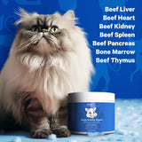 DNA PET Happy Healthy Organs & Glands Supplement For Cats, Freeze-Dried Raw Bovine Liver Grass-Fed Bone Marrow Heart Kidney Pancreas, Bovine Thymus Iron Multi Organ Powder, Joints Cat Vitamins 1.48 oz
