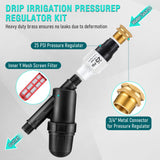 Aurelema Drip Irrigation Pressure Regulator and Filter, 25 PSI Water Backflow Preventer for 3/4'' Garden/Faucet Hose Thread and Drip Irrigation Inline Y Filter, 3/4" x 3/4" FHT Hose Thread Connections