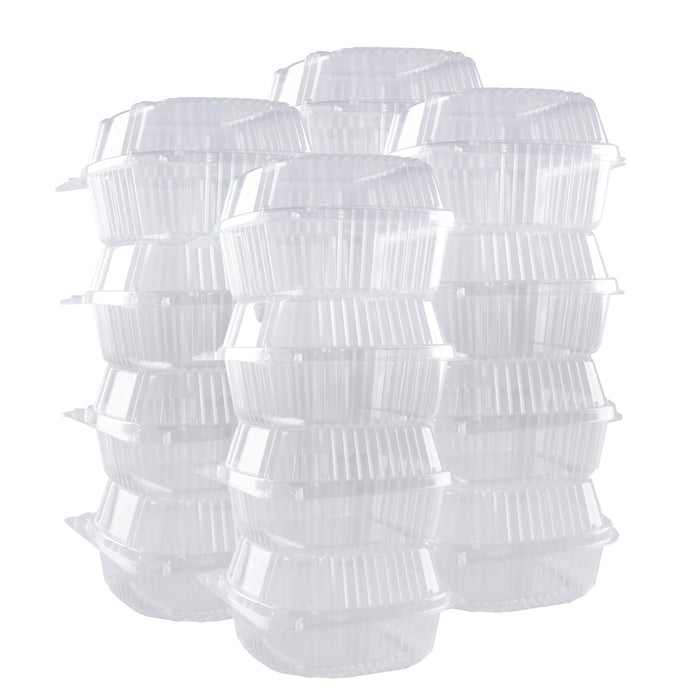 O'CREME Polystyrene Hinged-Lid Container 6 Inch Wide x 3.1 Inch High for Mini Cake Pan - Pack of 25