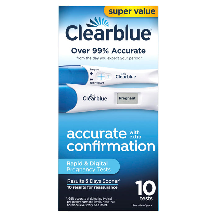 Clearblue Pregnancy Test Combo Pack, 10ct - Digital with Smart Countdown & Rapid Detection - Super Value