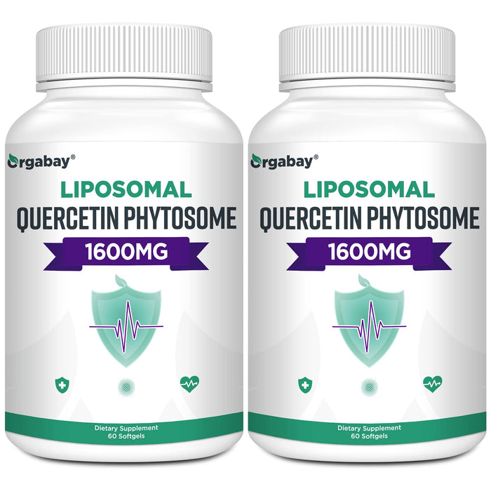 Orgabay Liposomal Quercetin Phytosome 1600 mg,Bromelain 200mg,Zinc 30mg,Vitamin C Turmeric 40 mg,Highest Absorption,Quercetin Complex, 120 Softgels
