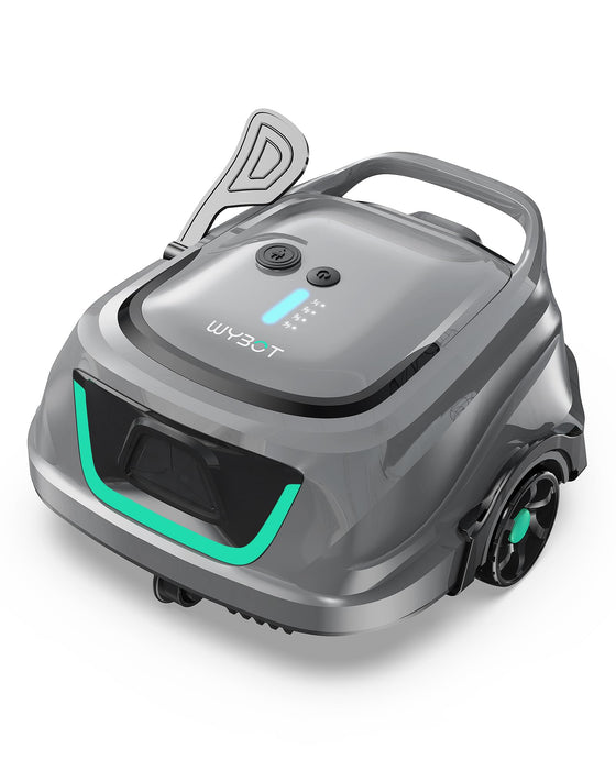 WYBOT A1 Robotic Pool Cleaner – Dual-Layer Filtration, 120-Min Runtime, Powerful Cordless Pool Vacuum for Above-Ground & Flat Pools, Efficient Debris Removal & Auto-Parking Design (Gray)