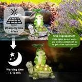 IOOOO Present for Women, Solar Outdoor Garden Decorations Lights Statues Turtle& Frog with Succulent and LED Lights Ornament,Unique Housewarming Present,Yard Christmas Decoration,Garden Statues