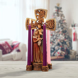 Avalon Gallery Sculpted Resin Advent and Christmas Candle Holder, 1-Piece, Holy Family Cross