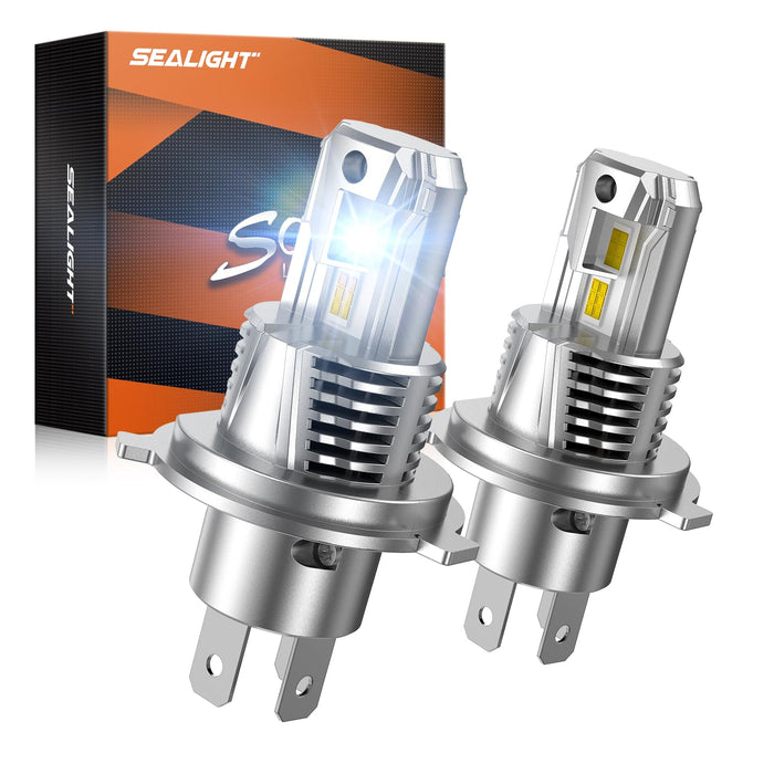 SEALIGHT H4/9003 LED Light Bulb, 1:1 Real Size, 800% Brighter 46,000LM Super Output, 6500K Cool White with Fan,3Mins Plug and Play, Pack of 2