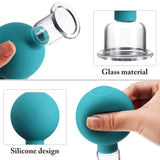 4 Pieces Glass Cupping Set Glass Silicone Cupping Cups Massage Vacuum Suction Cupping Cups for Body Face Leg Arm Back Shoulder Muscle and Joint Pain (Green)