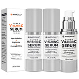 Super Vitamin C Serum for Women Over 70: Niacinamide, Vitamin C, Hyaluronic Acid, Peptides, Vitamin E, Caffeine, Bakuchiol, Hydrating, Lifting, Wrinkle & Age Spots Reduction Pack of 3