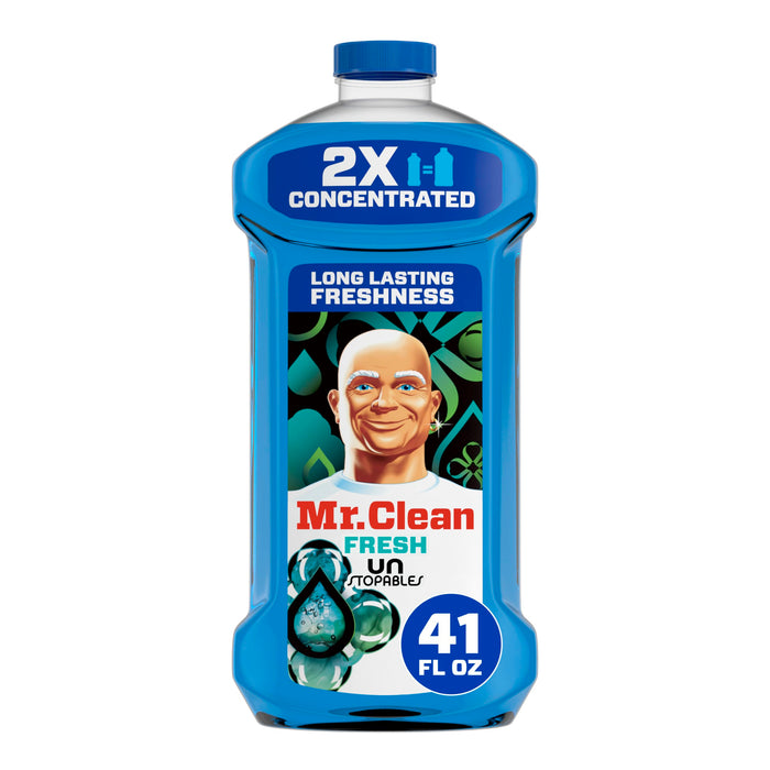 Mr. Clean All Purpose Cleaner, Floor Cleaner for Mopping Home, Bathroom, & Kitchen, Cleaning Liquid for Mop & Bucket, Cleaning Supplies, Multi-Surface Dilutable, Unstopables, 41oz
