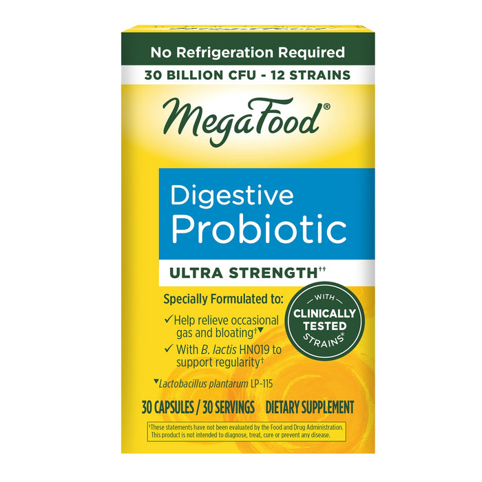 MegaFood Digestive Probiotic - 12 Strain Vegetarian Probiotics for Women & Men, 30 Billion CFUs, Support Gut Health, Probiotics for Digestive Health Help Relieve Occasional Gas & Bloating, 30 Capsules