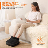Neuksso Shiatsu Foot Massager Machine, 2-in-1 Foot and Back Massager with Heat, Kneading Foot Massager with 3 Adjustable Heating Levels, 15/20/30 Mins Auto Shut-off Foot Warmer for Home/Office (Black)
