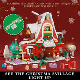 LED Christmas House Building Blocks Set, Advent Calendar, Gingerbread House Toy - Compatible with Lego, 1301 Pieces