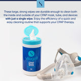 CPAP Mask Wipes by Snugell (330 Count) - Unscented - 100% Soft Cotton - Lint & Alcohol Free - Skin Safe with Aloe Vera - Easy Opening Canister - For Cleaning CPAP Mask, Tube and Devices