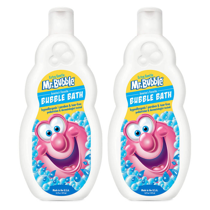 Mr. Bubble Extra Gentle Bubble Bath - Hypoallergenic, Tear Free Bubble Bath Solution Perfect for Sensitive Skin (Pack of 2 Bottles, 16 fl oz Each)