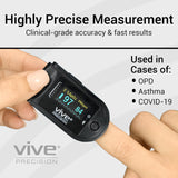 Vive Precision Pulse Oximeter - Oxygen Monitor Fingertip, Heart Rate Medical Grade Sensor LED Display - Accurate Finger Meter For Saturation SpO2, Lanyard & Batteries Included - FSA/HSA Approved