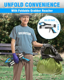 Kekoy 44inch Grabber Reacher Tool, Foldable Grabbers for Elderly Grab it Reaching Tool Heavy Duty, Anti-Slip Rotating Jaw with Magnet, 4" Wide Claw Opening Reachers for Seniors