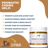 PetScy - Probiotic Chews for Dogs, Probiotic for Dogs of All Ages, Sizes & Breeds with Prebiotic Fiber and Pure Omega-3 for Dogs, Improves Skin, Coat, and Gut Health, 30 Chews