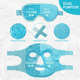 Cooling Ice Face Eye Mask for Reducing Puffiness, Bags Under Eyes,Sinus,Redness,Pain Relief,Dark Circles, Migraine,Hot/Cold Pack with Soft Plush Backing (Blue(1* Eye Mask+1*Face Mask))