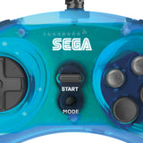 Retro-Bit Official Sega Genesis USB Controller 8-Button Arcade Pad for Sega Genesis Mini, Switch, PC, Mac, Steam, RetroPie, Raspberry Pi - USB Port - (Clear Blue)