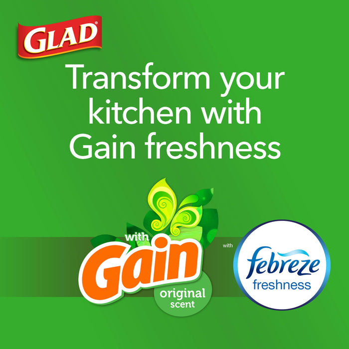 Glad Trash Bags, Medium Kitchen Drawstring Garbage Bags 8 Gallon White Trash Bag, Gain Original Scent (Package May Vary), Fresh, 80 Count