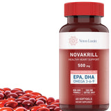 Natural Krill Oil Omega 3 6 9 Supplement, Burpless 60 Red Liquid Softgels, Rich in EPA, DHA, Astaxanthin, No Fishy Aftertaste, 1000mg per 2 Softgels